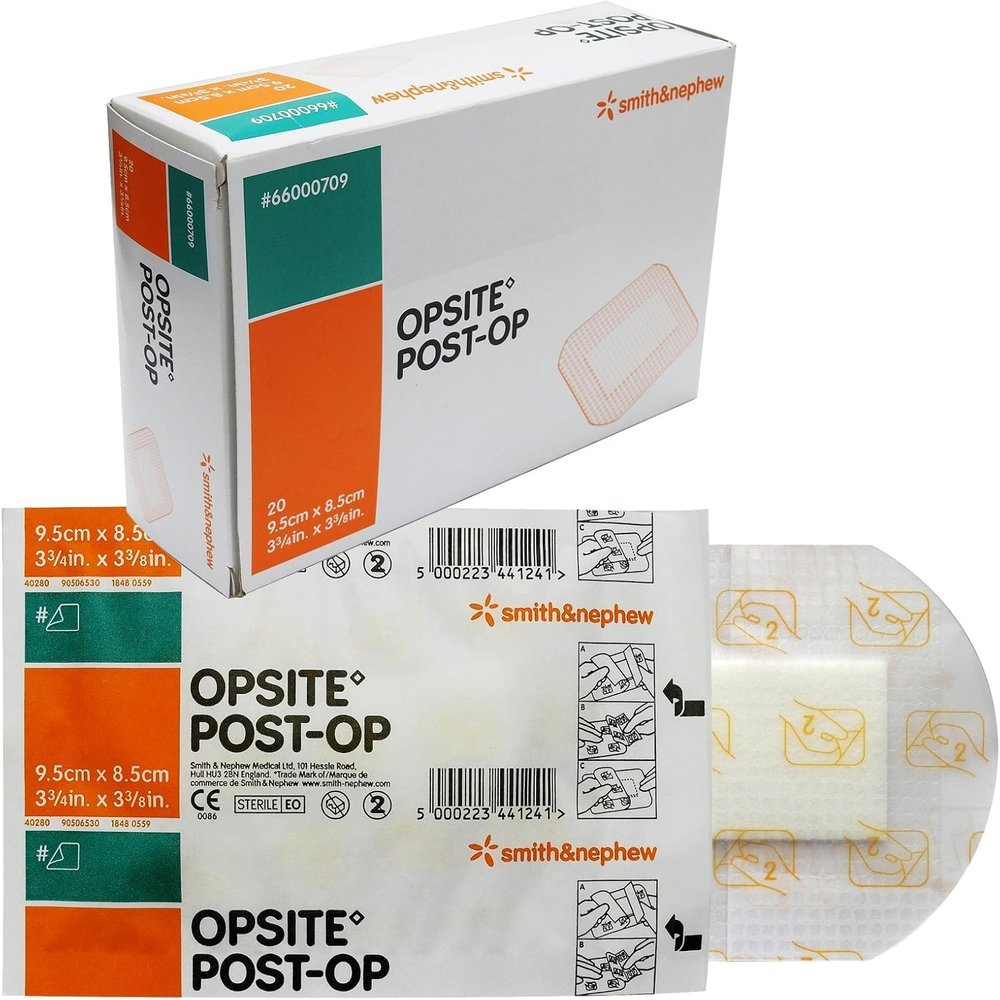 2025 OPSITE Post-Op Waterproof Dressings, 9.5 cm x 8.5 cm (Pack of 5) Sterile, Absorbent, Flexible