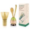 4-Piece Matcha Tea Set  Traditional Japanese Matcha Kit with Bamboo Whisk, Scoop, Ceramic Whisk Holder & Sifter  Beautiful Kiln-Glazed Green Design view 1