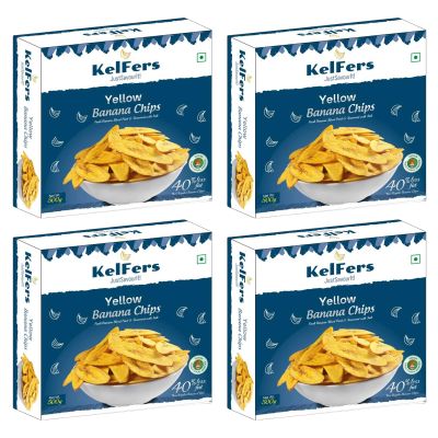 Kelfers Salted Banana Wafer |Natural & Crispy Made from Fresh Bananas Perfect Snack for Any Time|160gram|Pack of 4