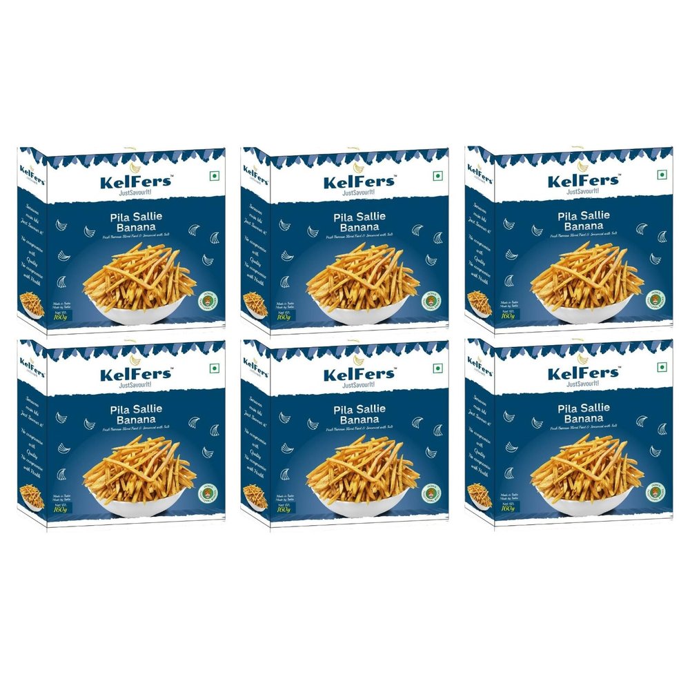 Kelfers Salted Banana Sallie(Fries) |Natural & Crispy Made from Fresh Bananas Perfect Snack for Any Time|160gram|Pack of 6
