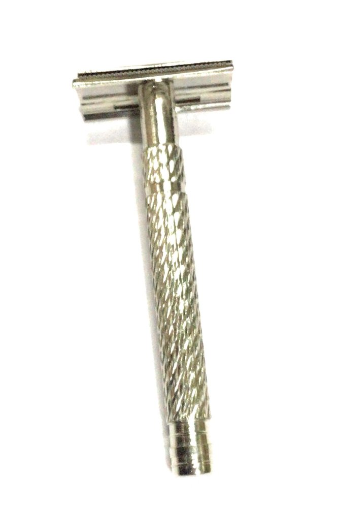 Classic Safety Razor, Double Edge, Stainless Steel, Textured Handle