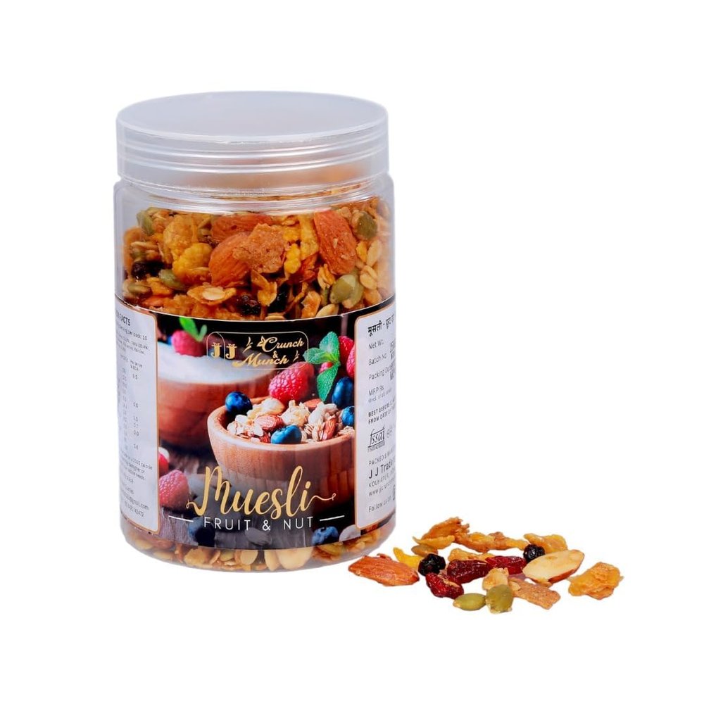 J J Crunch N Munch Muesli - 21% Fruits, Nuts & Seeds | 5 Grains | High in Vitamins (B1, B2, B3, B6, Folate) | Rich in Protein & Fiber | Healthy Multigrain Breakfast Cereal | Pack of 1-250g