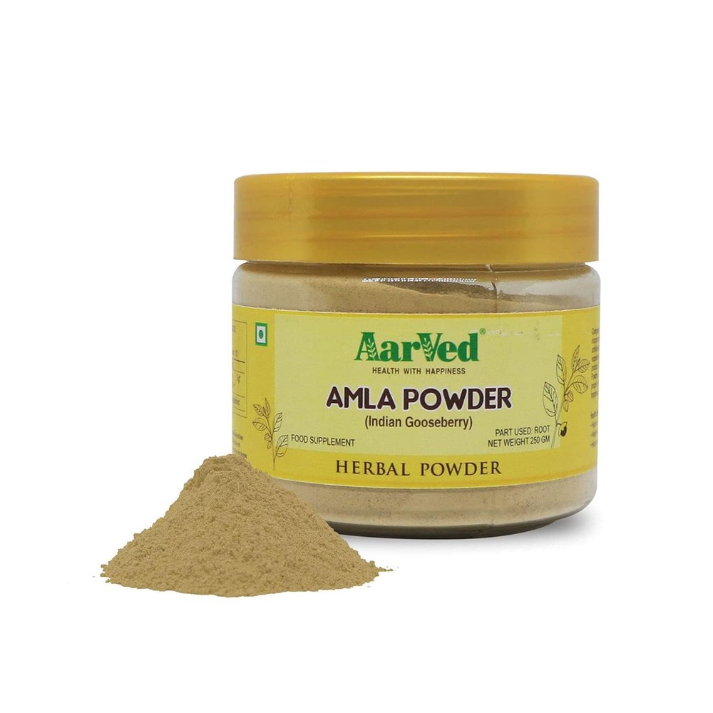 AarVed Herbal Amla Fruit Powder (250g x Pack of 1) For Drinking, Eating, Hair, Skin, Digestion & Immunity | Rich in Vitamin C | Indian Gooseberry (Amla/Amlaki/Usirikaya/Nellikai) | No Preservatives