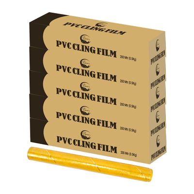 Nannos Biodegradable Food Wrapping Cling Film (250 Metres) Non-Stick | Ideal for Food Storage & Packing | Keeps Food Fresh & Hygienic | Food Wrap Sandwitch, Fruits, Rolls (200m (Pack of 5))