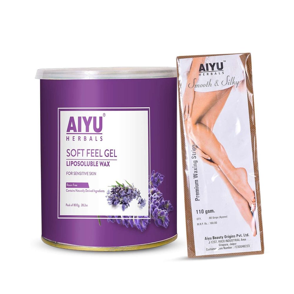 AIYU HERBALS Lavender Wax and Strips for Hair Removal - Pre-Waxed, No Heat, Sensitive Skin-Friendly, Easy-to-Use Wax Strips for Smooth Skin - Body & Facial Use (Pack of 2)