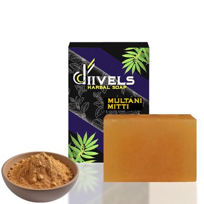 DIIVELS ORGANIC MULTANI MITTI SOAP | 100% HANDMADE | NATURAL EXTRACTS | MEN &WOMEN | BATHING| OIL CONTROL| FOR OILY SKIN | GLOWING SKIN |ANTI TANNING |SKIN WHITENING AND BRIGHTENING SKIN| BATHING SOAP| PACK OF 2 (100gmX2) | DIIVELS GIVES YOU HANDMADE