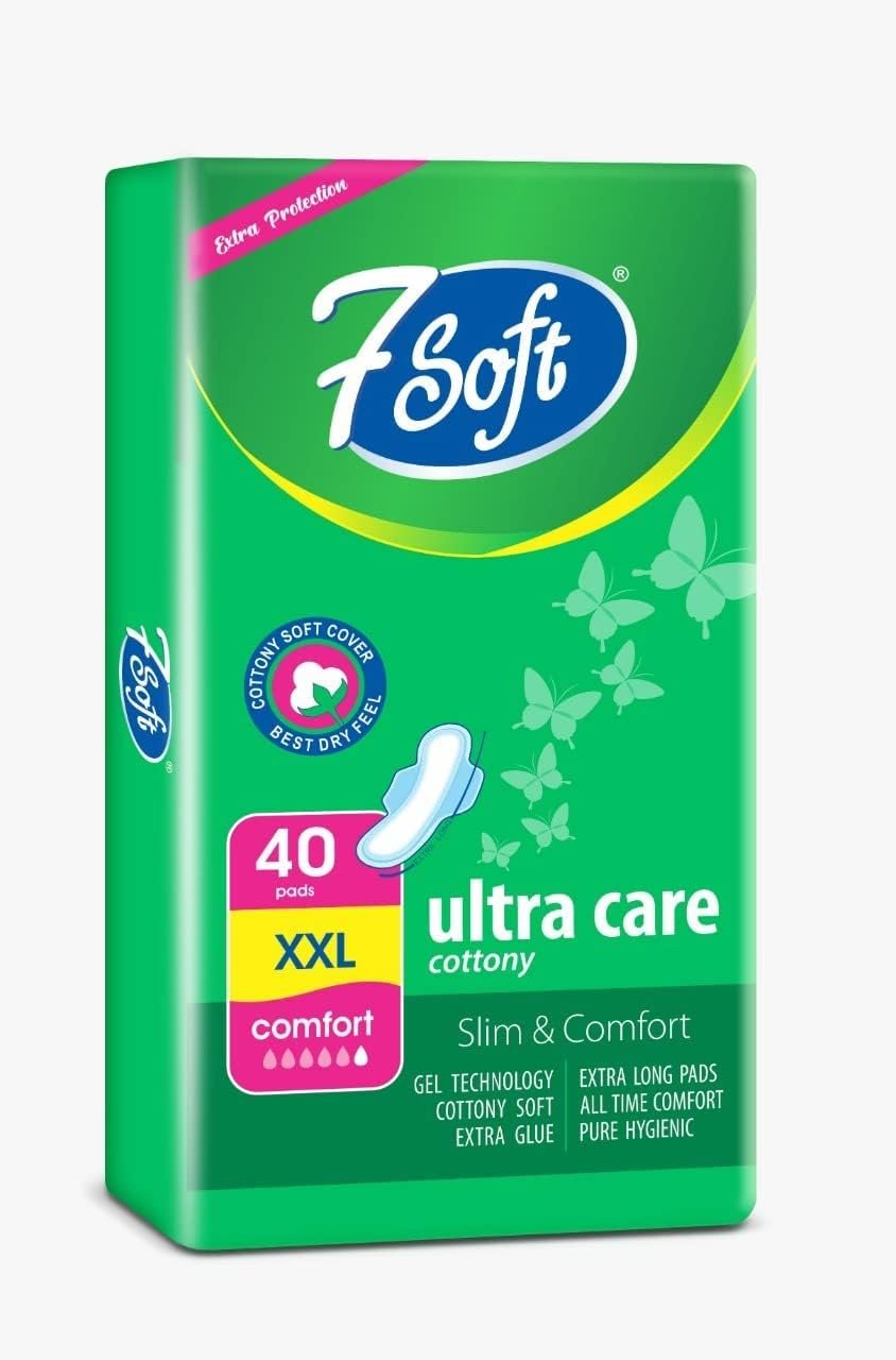 7 Soft New Menstrual/Sanitary Pads Jumbo Extra Comfort DRY Net Top Sheet Pad Naturally SOFT Extra LONG Sanitary Pads With Wings | Odour Control System | 100% Leakage Protection (Pack Of 40)