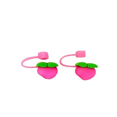 Bhavya Optic Silicone Straw Cover with Cartoon Design, Dust Protector for Drinking Straws (Pink Strawberry)