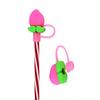 Bhavya Optic Silicone Straw Cover with Cartoon Design, Dust Protector for Drinking Straws (Pink Strawberry) view 4