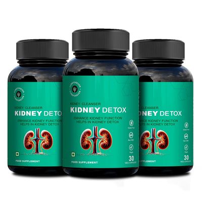 CUREFOREVER Kidney Detox & Cleanser Capsules | Herbal Formula with Varuna, Punarnava, Kapikachu & Flaxseed Extract | Plant-Based | Supports Kidney Health & Urinary Function - 90 Veg Capsules