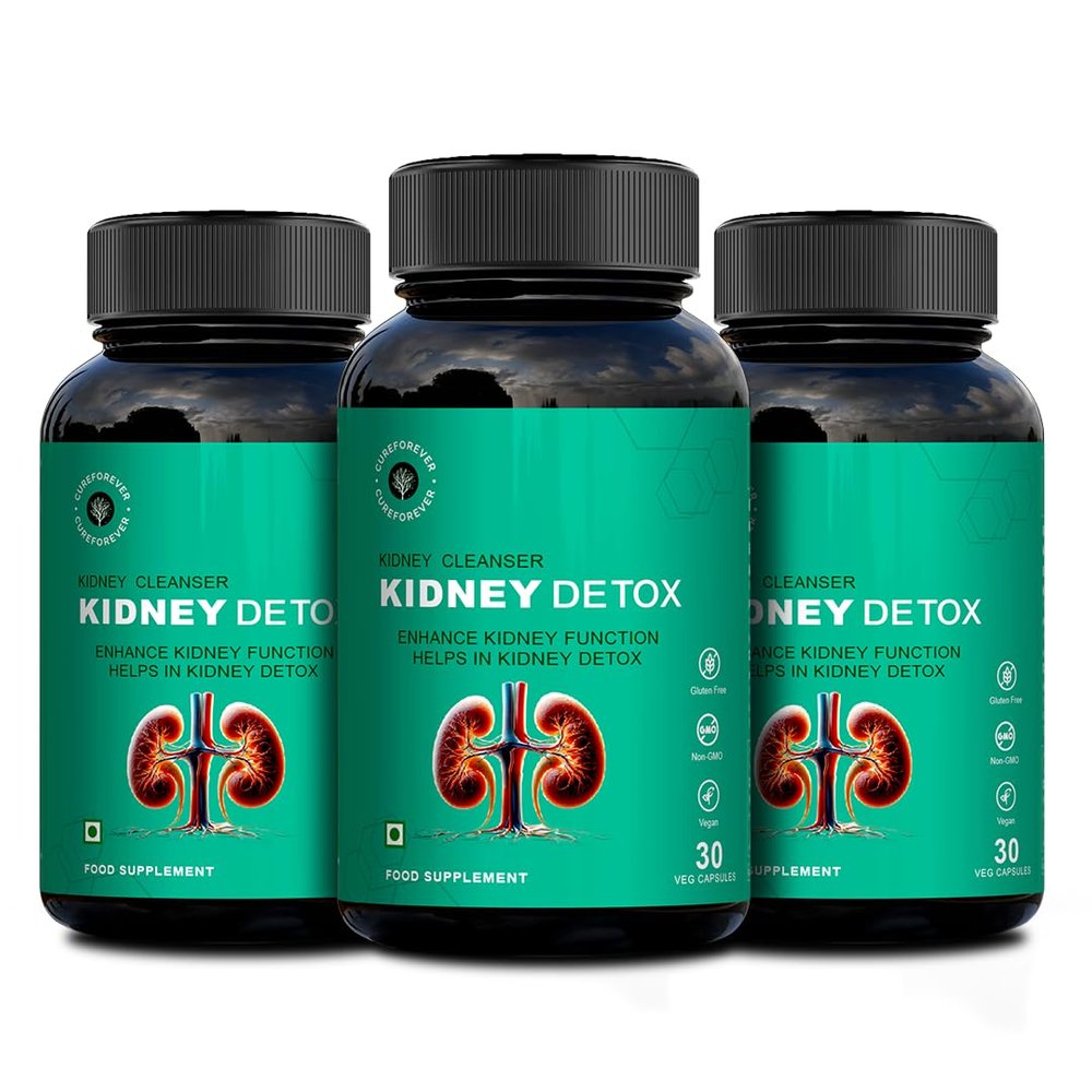CUREFOREVER Kidney Detox & Cleanser Capsules | Herbal Formula with Varuna, Punarnava, Kapikachu & Flaxseed Extract | Plant-Based | Supports Kidney Health & Urinary Function - 90 Veg Capsules
