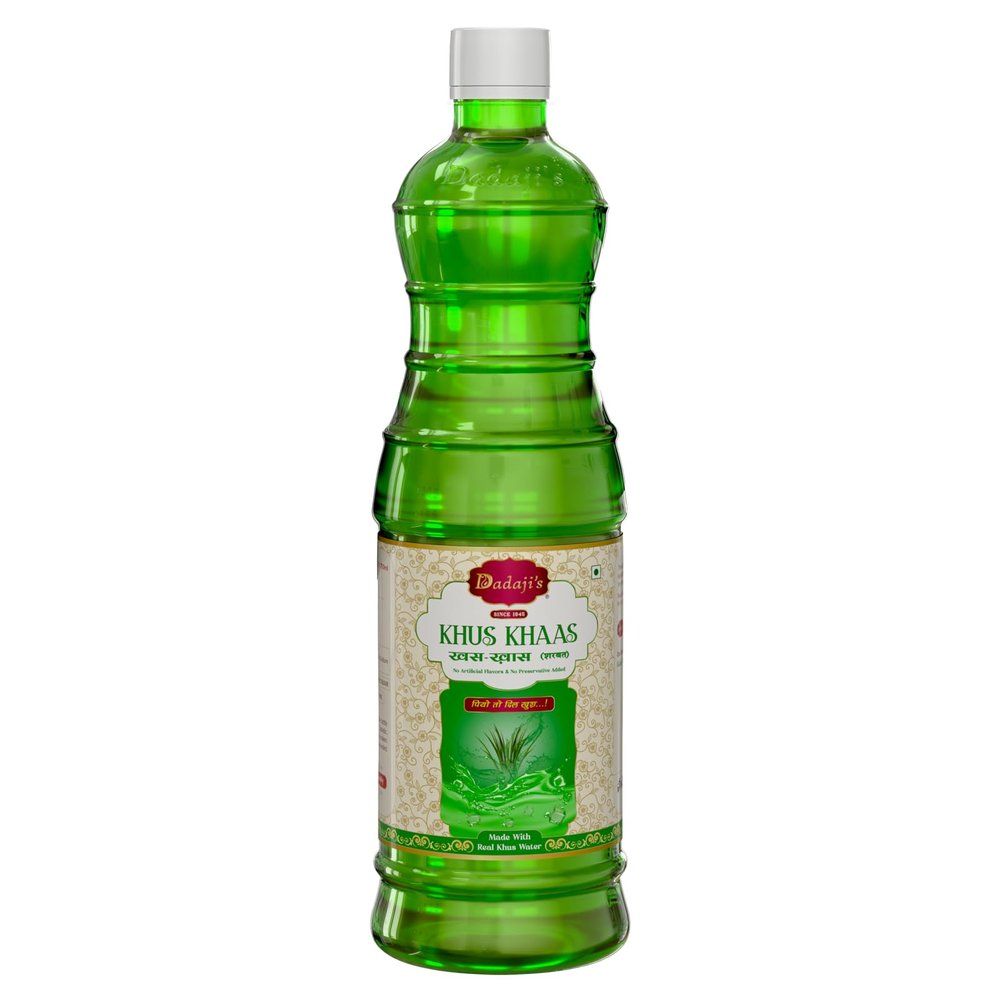 Dadaji's Khus Khaas Sharbat - Natural Khus Syrup for Refreshing Beverages & Desserts | Cool and Soothing Flavor | Perfect Summer Drink (400ml)