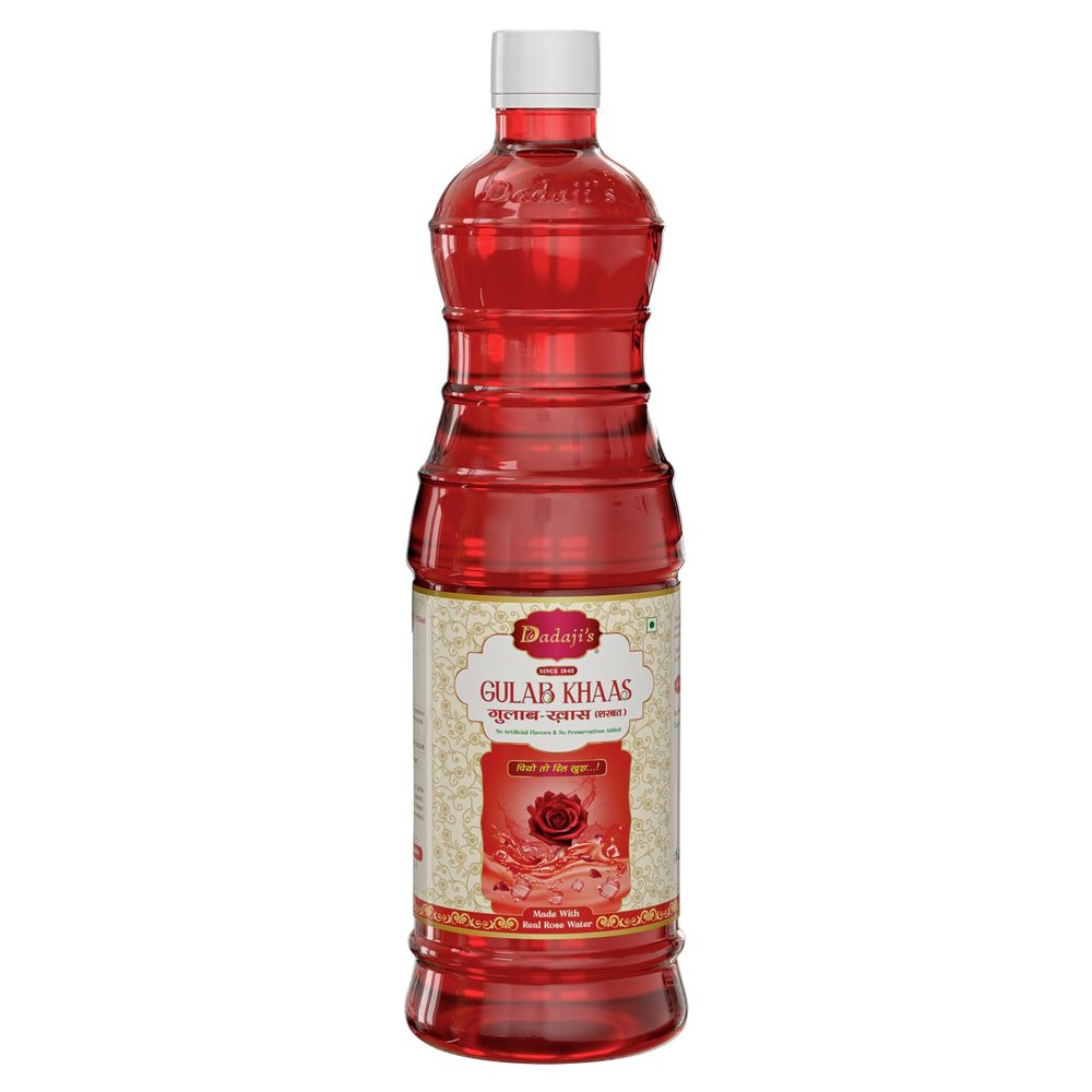 Dadaji's Gulab Khaas Sharbat - Premium Rose Syrup for Refreshing Drinks & Desserts | Traditional Taste of Fresh Roses | Perfect for Summer Coolers & Mocktails (400ml)