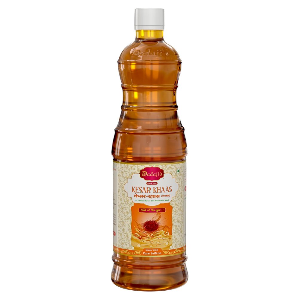 Dadaji's Kesar Khaas Sharbat - Premium Saffron Syrup for Refreshing Drinks & Desserts | Authentic Flavor & Rich Aroma | Ideal for Coolers, Mocktails (750ml)