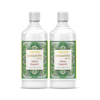 Herbal Hills Detoxhills Herbal Shots, 500 ML Supports Daily Detox & Liver Cleanse | Ayurvedic Herbal Juice For Digestion, Gut Health & Toxin Removal | With Triphala, Aloe Vera & Wheatgrass Pack of 2