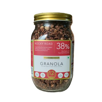 thenibblebox Rocky Road Granola, 500g Jar [38% dry fruits, gluten free, vegan friendly, no refined sugar]