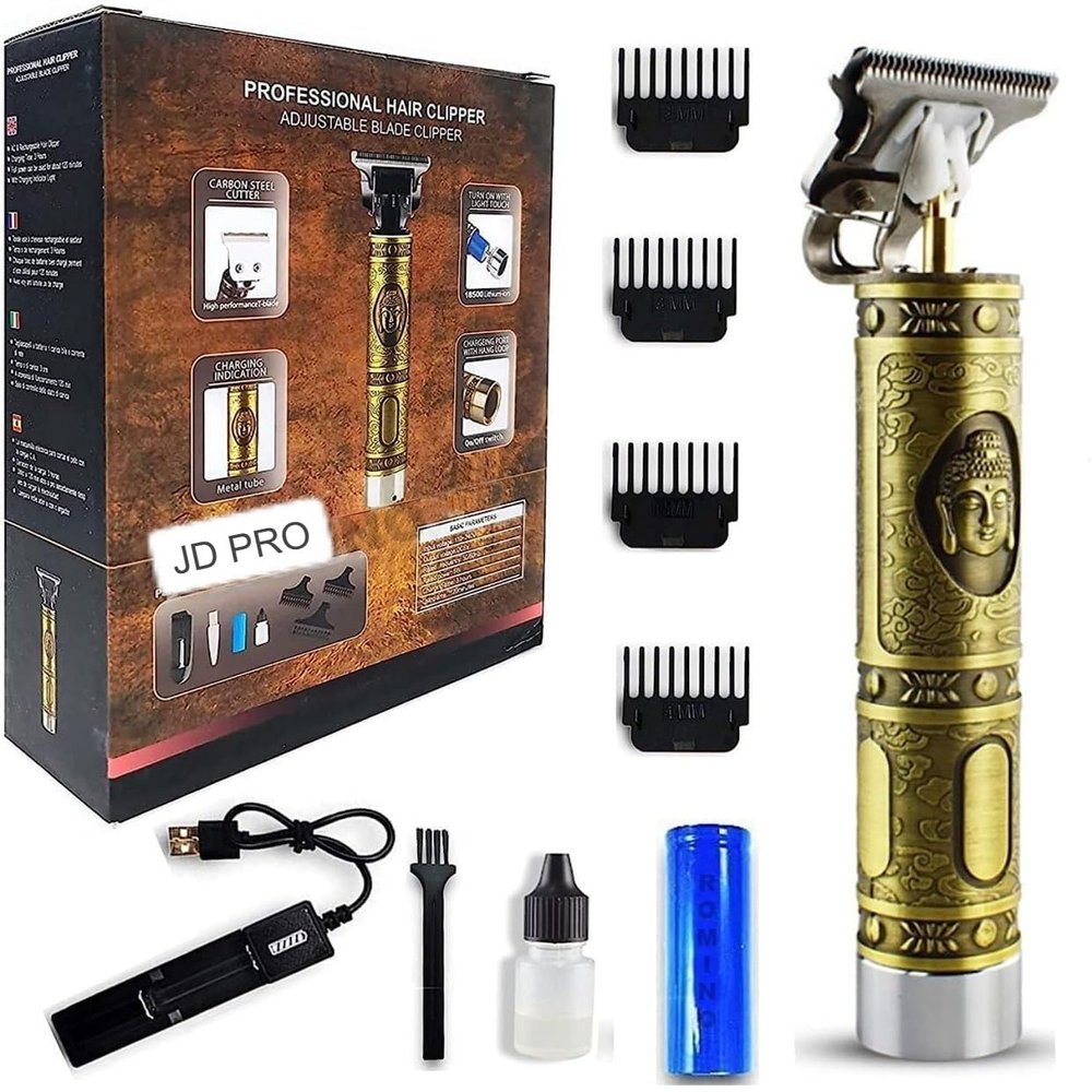 JD PRO Buddha Style Beard Trimmer For Men, Rechargeable Professional Hair Clipper, Hair Trimmer & Shaver with Adjustable Blade, T-Blade Body Grooming Trimmer,Close Cut Precise (Clipper - Budhdha)