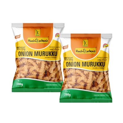 Kozhikoden's Onion Murukku | 400g (2x200g) | Made with Rich Onion Flavor | Crispy & Crunchy Chakli | Perfect Tea Time Snack | Traditional South Indian Snack Kozhikoden's Murukku