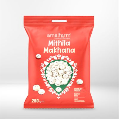 Amalfarm Makhana (Phool Fox Nuts) 250g | Raw Lotus Seeds | GI-Tag Mithila Bihar Origin | Natural Gluten-Free High Protein Superfood
