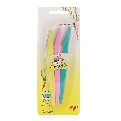Bhavya Enterprises Reusable Face Razor for Women Facial Hair- 3 Razors | Instant & Painless Hair Removal | For Eyebrows, Upper Lip, Forehead, Peach Fuzz, Chin and Sideburns | Dermaplaning Tool