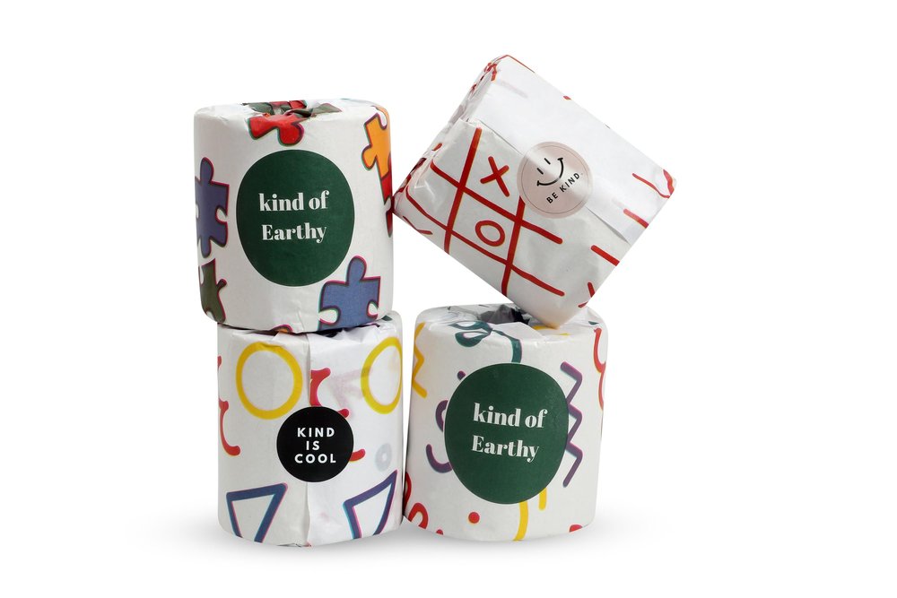 Kind of Earthy Bamboo Tissue Paper Rolls, Toilet Rolls, Biodegradable, Chemical-Free, Long, Soft and Strong, 2 Ply, 270 Pulls. Tree Free Bathroom Tissue Made with Bamboo Pulp (Pack of 4) (Multicolor)