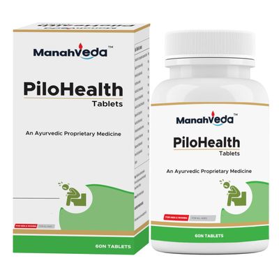 MANAHVEDA PiloHealth - Hemorrhoid Relief Supplement | 60 Tablets for Natural Support | Reduces Discomfort & Promotes Healthy Bowel Function