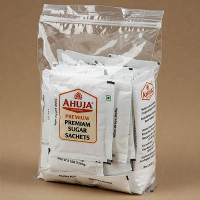 Ahuja Premium Sugar Sachets  Pack of 200 | Hygienic, Pre-Measured, Pure & Refined Sugar for Home, Office, Restaurants, Hotels & Travel