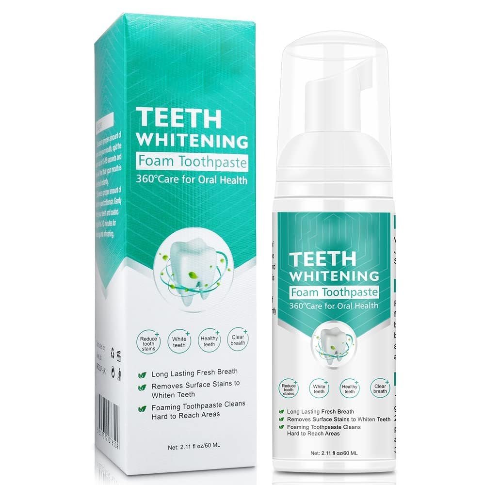 60ml Whitening Foam Toothpaste Tooth Mousse 360-Degree Care for Oral Health | Contains Natural Ingredients | Mouthwash or Brushing | Reduce Sensitivity