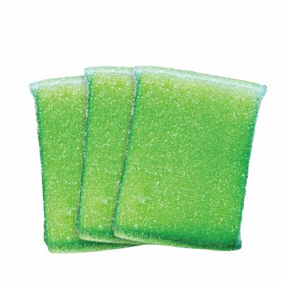 CareDone Sponge & Plastic Kitchen Scrubber for Dish/Utensils/Tiles Cleaning Heavy Quality Scrub Pad Green. (3)