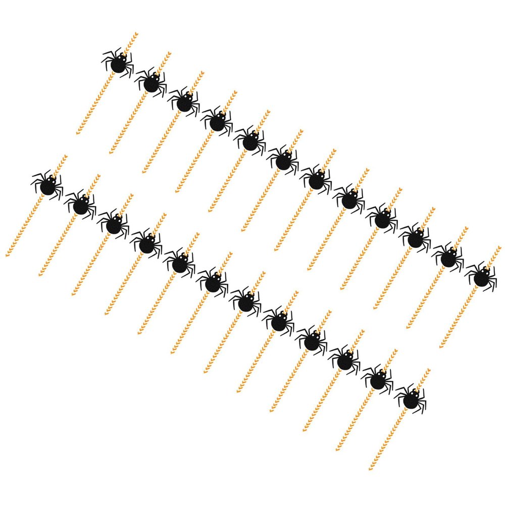 ELBME 24X Halloween Paper Straws Funny Disposable Straws for Carnival Party Spider