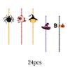 ELBME 24X Halloween Paper Straws Funny Disposable Straws for Carnival Party Spider view 2