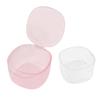 ELBME Denture Bath Box Organizer Cleaner Case with Hanging Net for Retainer Travel Transparent Pink view 4