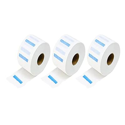 Hot Hairs Barber Neck Strips for Neck Ruffle Roll Paper Strip Tissue for Salon Beauty Barbers Hair Cutting Disposable Neck Strips (3 Rolls 300 Neck Strips, White)