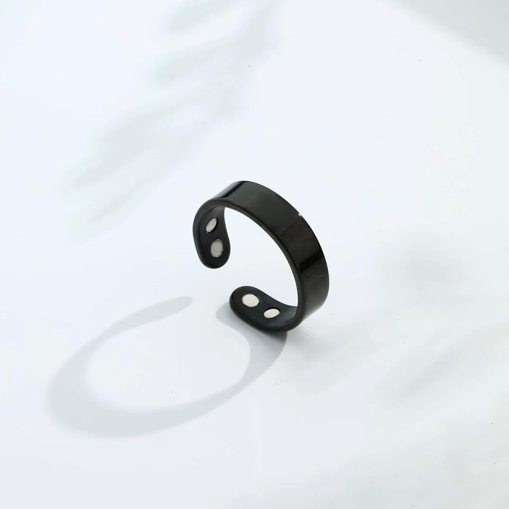 4beauty Therapy Blood Sugar Control Ring, Adjustable Magnetic Therapy Ring for Blood Sugar Management, Lymphatic Drainage, Arthritis Pain Relief (BLACK, 2)