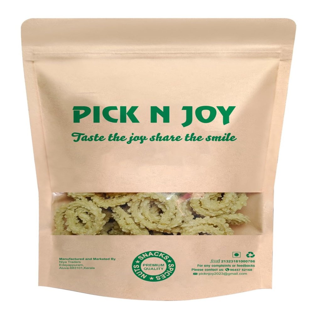 Pick N Joy Palak Chakli - Delicious, Crunchy Namkeen & Snacks | Ready to Eat Tea Time Snack | Cholesterol-Free, No Trans Fats, No Preservatives (250 gm)