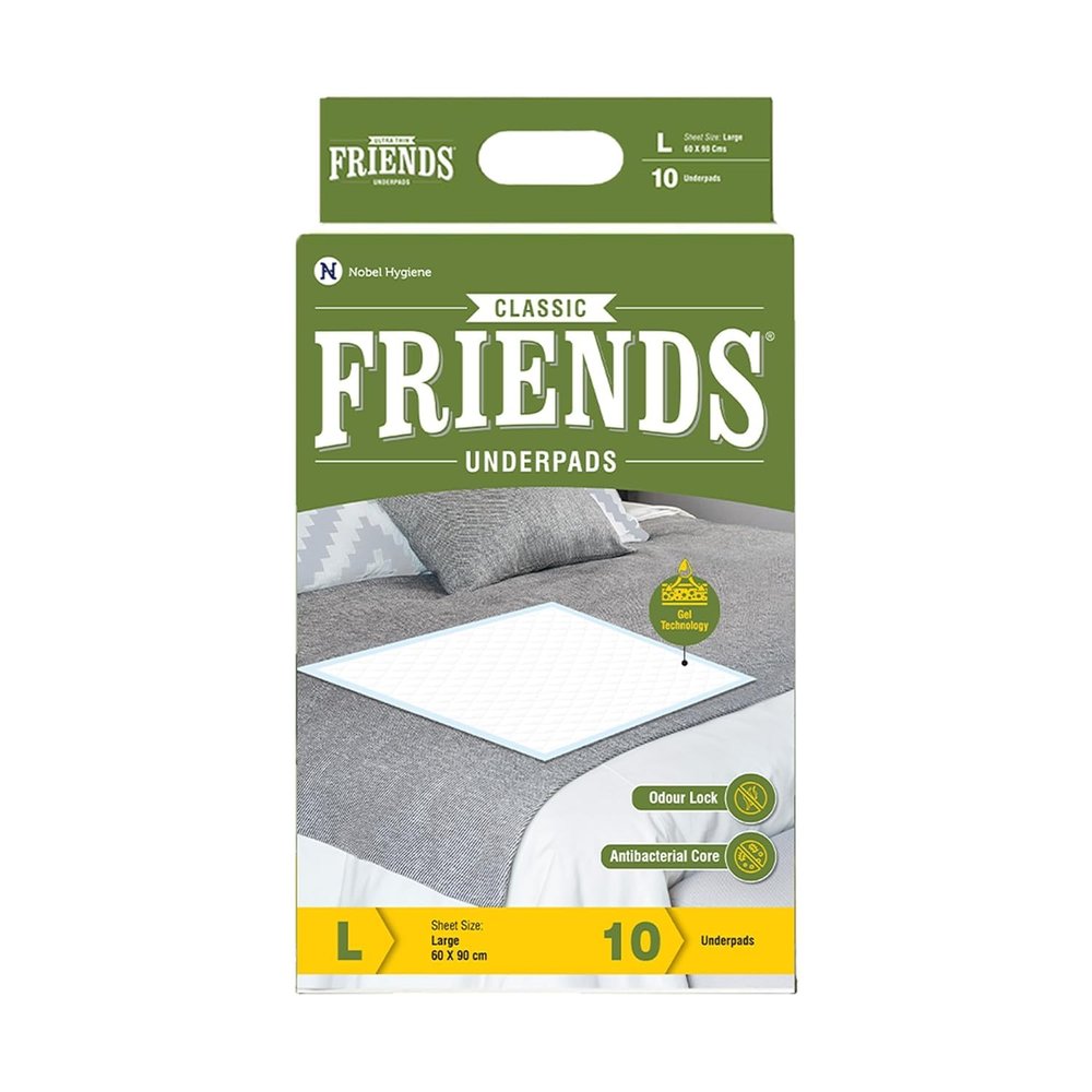 Friends Classic Disposable Underpads,Soft & Super Absorbency - 60x90 cm Large (Pack of 6) Sold by Verma Traders