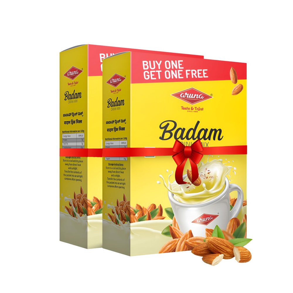 ARUNA Instant Badam Drink Mix - Pack of 2 (200g) | Almond Flavor, No Artificial Additives, Easy Preparation with Milk or Water | Ideal for Festivals, Family Gatherings and Nutritional Treats