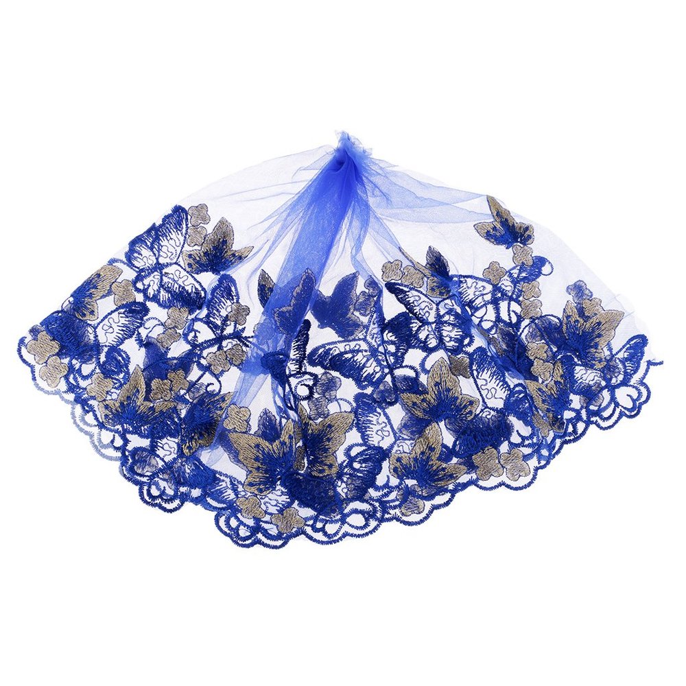 CALANDIS 1 Yard Embroidered Mesh Lace Trim Embroidered Net Dress Sewing Crafts Blue | Trims | Embellishments & Finishes | Sewing