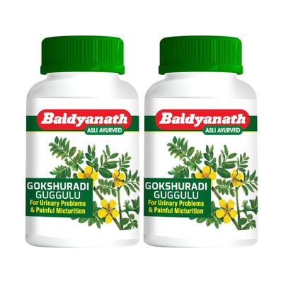 Baidyanath Gokshuradi Guggulu -80 Tablets | Ayurvedic Formula for Kidney & Urinary Health | Supports Urinary Tract, Bladder & Urine Flow | With Gokhru, Haritaki & Amla | (Pack of 2)