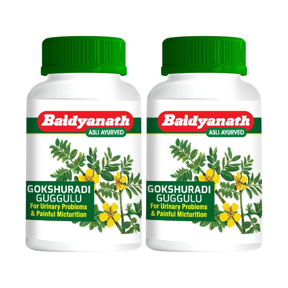 Baidyanath Gokshuradi Guggulu -80 Tablets | Ayurvedic Formula for Kidney & Urinary Health | Supports Urinary Tract, Bladder & Urine Flow | With Gokhru, Haritaki & Amla | (Pack of 2)