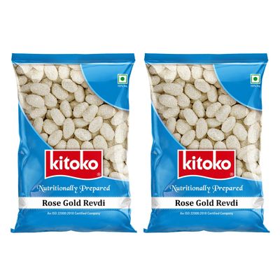 Kitoko Rose Gold Revadi | Sweet Sugar Revadi | Fresh and Crunchy Rewari | Til Sweets | Sesame Candy 200g (Pack of 2)
