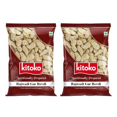 Kitoko Rajwadi Revadi | Gud Revdi | Sweet and Crunchy Gud Ki Rewari | Til Revari | Indian Sweet Candy with Sesame and Jaggery 200g(Pack of 2)