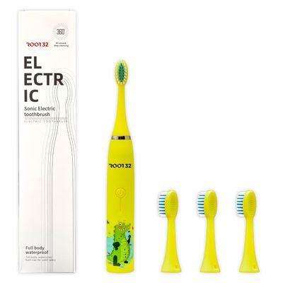 Root32 Kids Electric Sonic Rechargeable Toothbrush, 4 Brushing Modes, 1 Year Warranty, IPX Class 6 Waterproof, Dupont Bristles |360 Deep Cleaning, Waterproof |Yellow