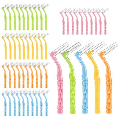 Lnngub 50 Pcs L-Shaped Interdental Brushes,5 Sizes Braces Brush Set Interproximal Dental Brush Proxy Brushes Dental Angled Interdental Toothbrush for Braces Oral Cleaning(Multi-Colored)
