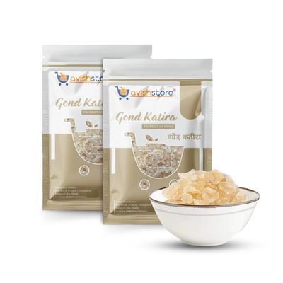 AvishStore - Natural Pure Gond Katira (Edible Gum) | Tragacanth Gum | Superfood with Cooling Properties | Pack of 2 (100gm x 2)