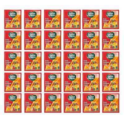 Foster Clark Fruit Cocktail Flavored Powder Drink 20g Packet - Makes 1.5L (30 x 20g) | Imported Drink Mixes | Rich Beverage Mix for Instant Refreshment