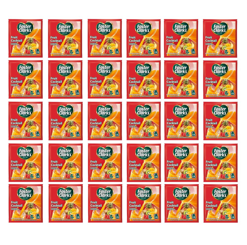 Foster Clark Fruit Cocktail Flavored Powder Drink 20g Packet - Makes 1.5L (30 x 20g) | Imported Drink Mixes | Rich Beverage Mix for Instant Refreshment