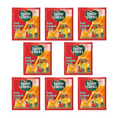 Foster Clark Fruit Cocktail Flavored Powder Drink 20g Packet - Makes 1.5L (8 x 20g) | Imported Drink Mixes | Rich Beverage Mix for Instant Refreshment