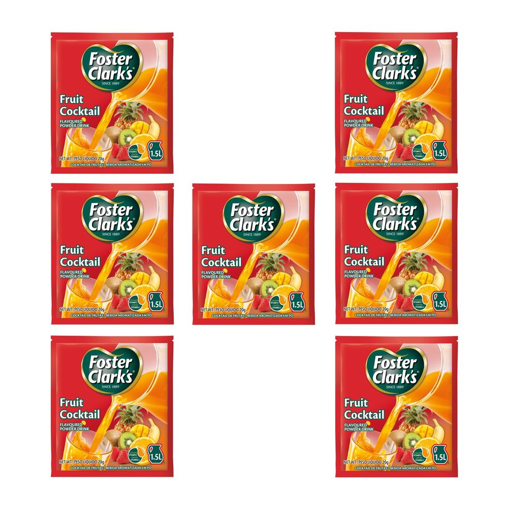 Foster Clark Fruit Cocktail Flavored Powder Drink 20g Packet - Makes 1.5L (7 x 20g) | Imported Drink Mixes | Rich Beverage Mix for Instant Refreshment