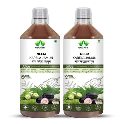 GargRishi Neem Karela Jamun Juice | Natural Ayurvedic Herbal Juice for Balanced Blood Sugar, Digestive Health, and Immunity Support | Rich in Antioxidants, Purifies Blood, Improves Skin (1000)